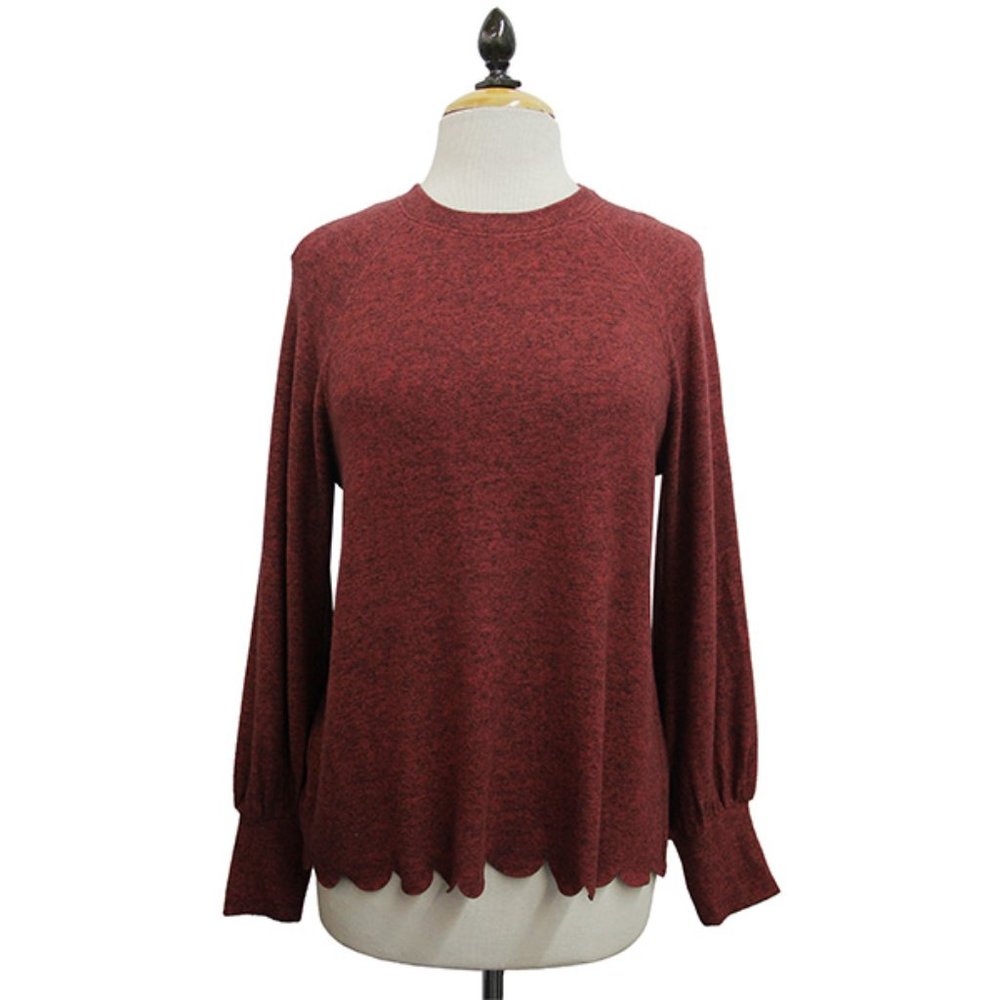 Scallop Hem Balloon Sleeve